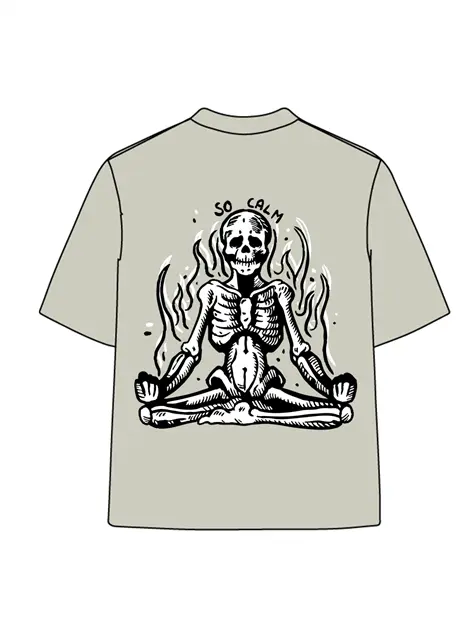 270g Skull Meditation Calm Down Printed Wash Old T-shirt Emma Bridess
