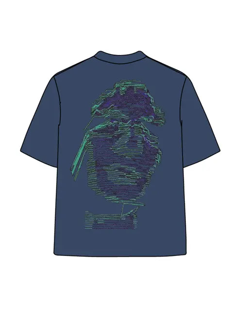 270g Pixel Electric Wave Man Printed Wash Old Cotton T-shirt Emma Bridess