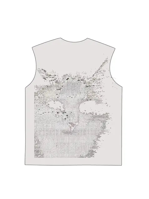 230g Electric Wave Kitty Printed Wash Old Sleeveless T-shirt Emma Bridess
