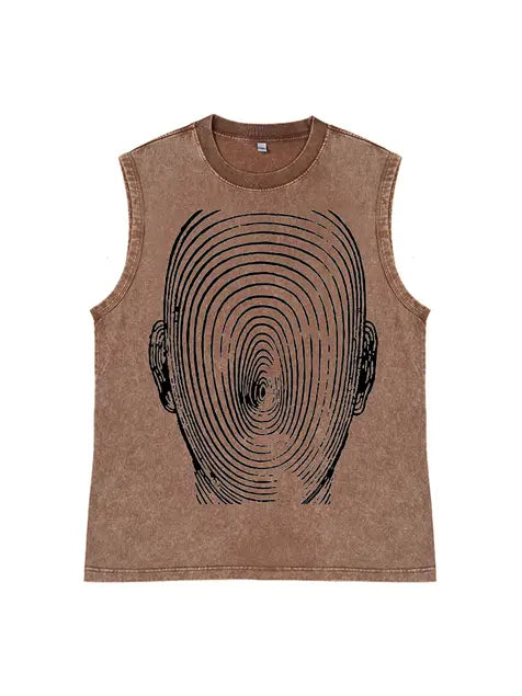 230g Electric Wave Kitty Printed Wash Old Sleeveless T-shirt Emma Bridess