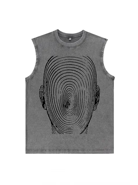 230g Electric Wave Kitty Printed Wash Old Sleeveless T-shirt Emma Bridess