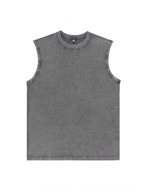 230g Lightning Stroke Skull Printed Wash Old Cotton Sleeveless T-shirt Emma Bridess