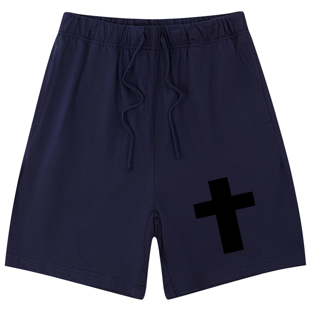 275g Cross Printed Cotton Shorts