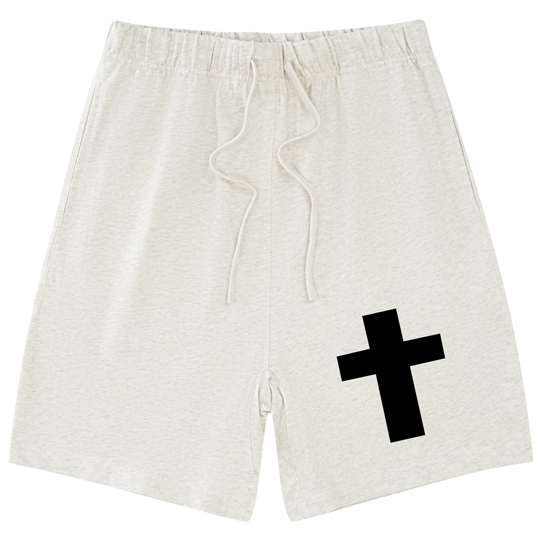275g Cross Printed Cotton Shorts