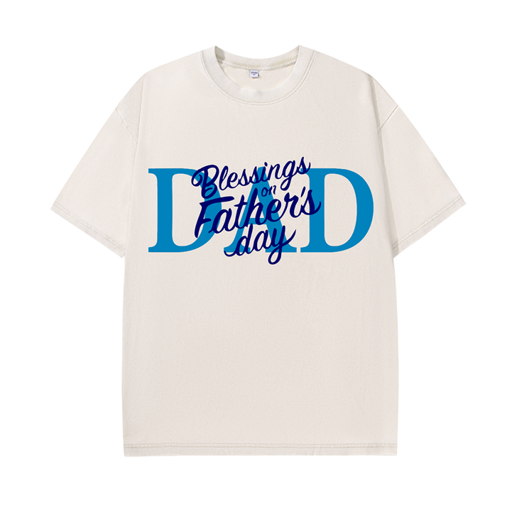 230g Blessing On Father's Day Wash Old Cotton T-shirt