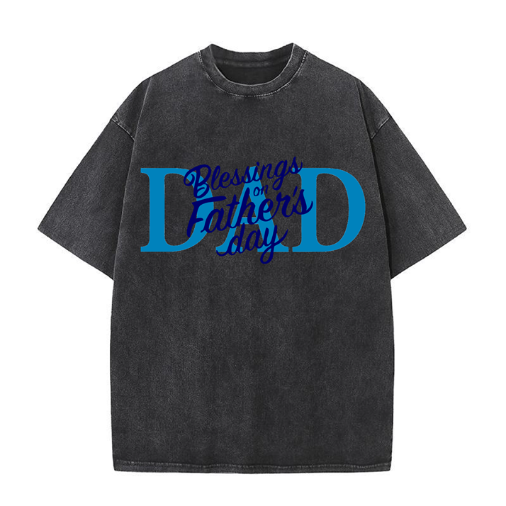 230g Blessing On Father's Day Wash Old Cotton T-shirt