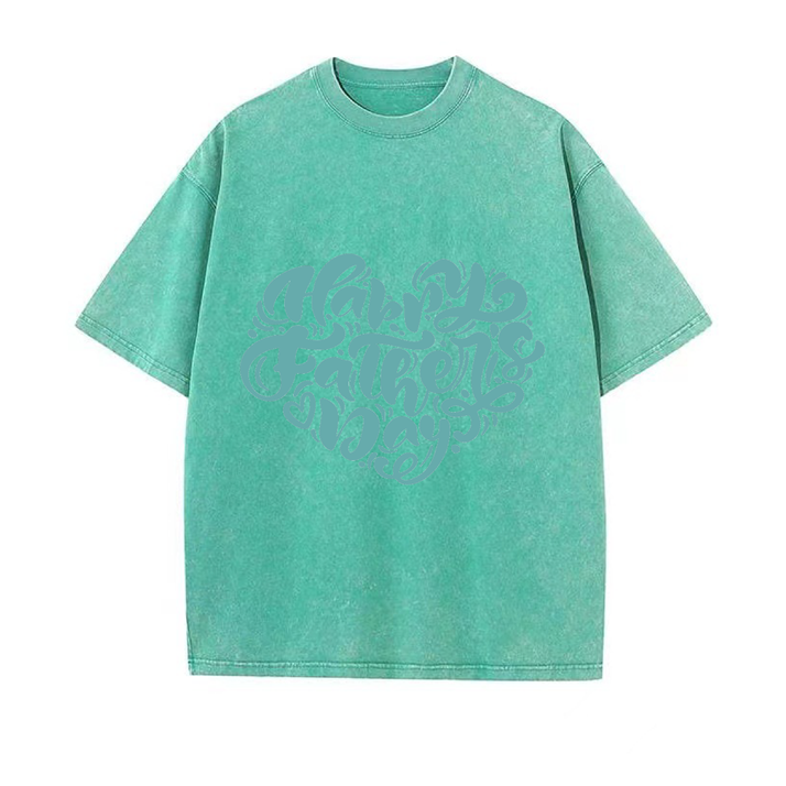 230g Heart Happy Father's Day Wash Old Cotton T-shirt