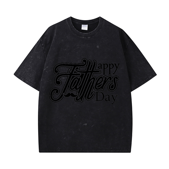 Custom White Letter 270gWash Old Cotton T-shirt for Father