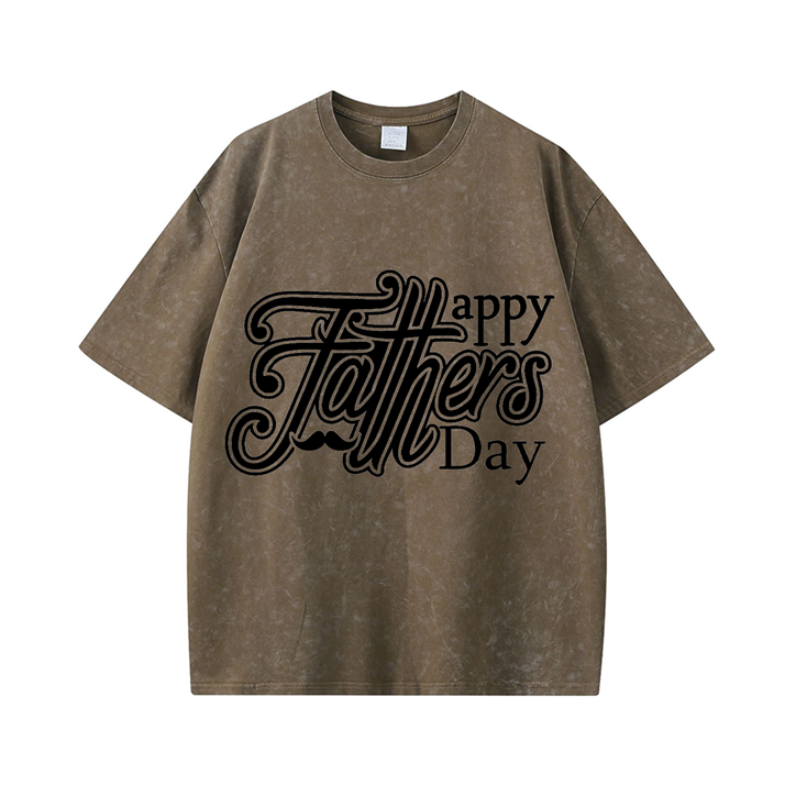 Custom White Letter 270gWash Old Cotton T-shirt for Father