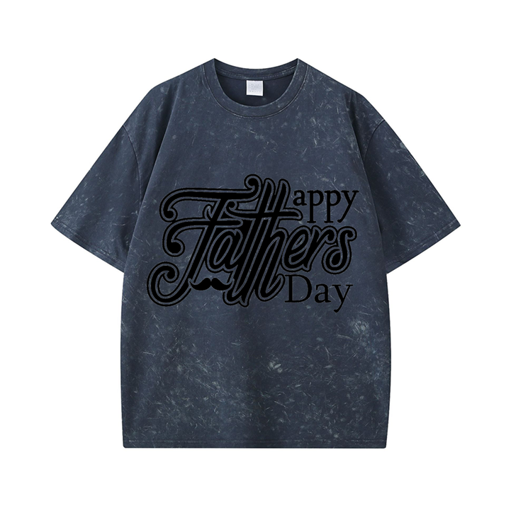 Custom White Letter 270gWash Old Cotton T-shirt for Father