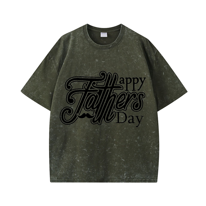Custom White Letter 270gWash Old Cotton T-shirt for Father