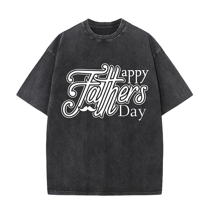 Custom Black Letter 270g Wash Old Cotton T-shirt for Father