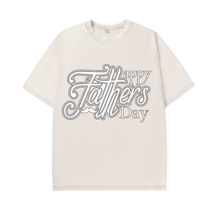 Custom Black Letter 270g Wash Old Cotton T-shirt for Father
