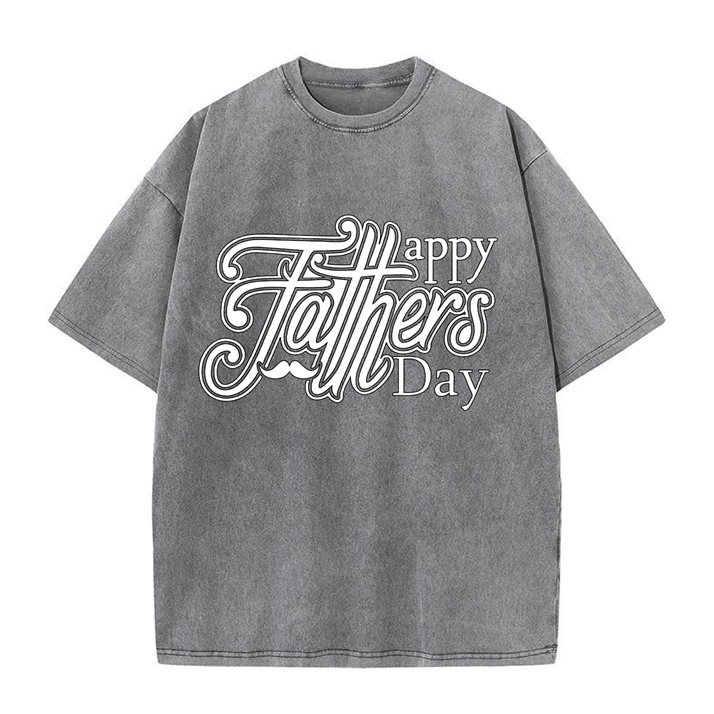 Custom Black Letter 270g Wash Old Cotton T-shirt for Father