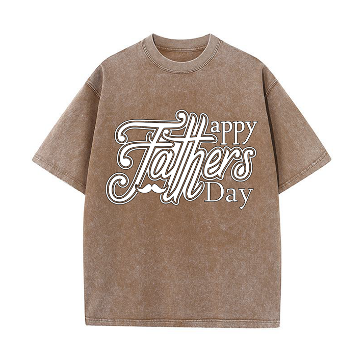 Custom Black Letter 270g Wash Old Cotton T-shirt for Father