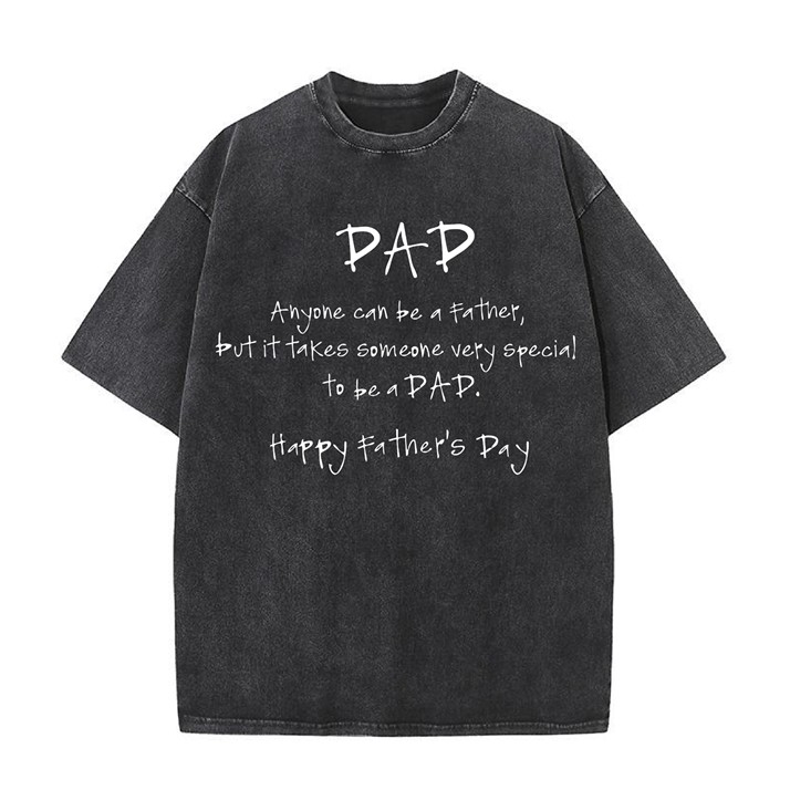 230g Special To Be A Dad Printed Wash Old Cotton T-shirt