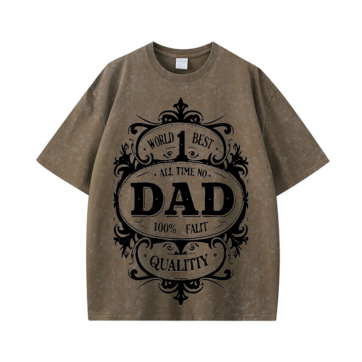 270g World 1 Best Wash Old Cotton T-shirt for Dad