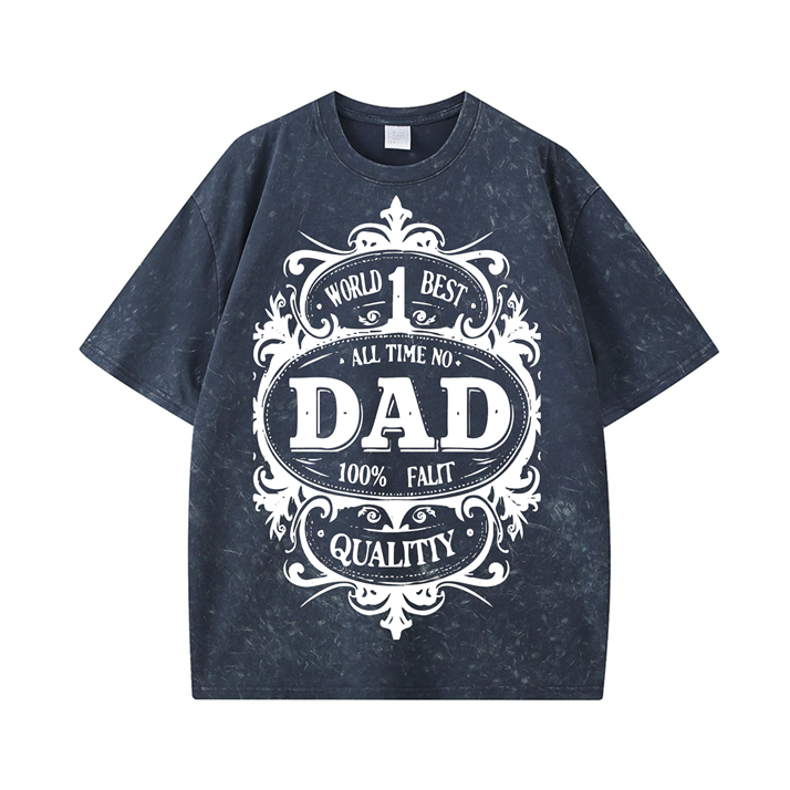 270g World 1 Best Dad Wash Old Cotton T-shirt for Father's Day