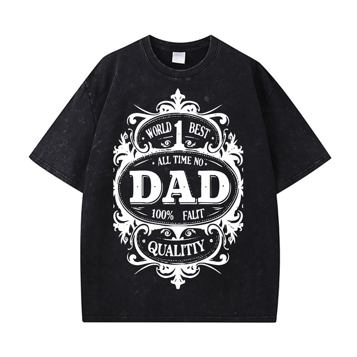 270g World 1 Best Dad Wash Old Cotton T-shirt for Father's Day