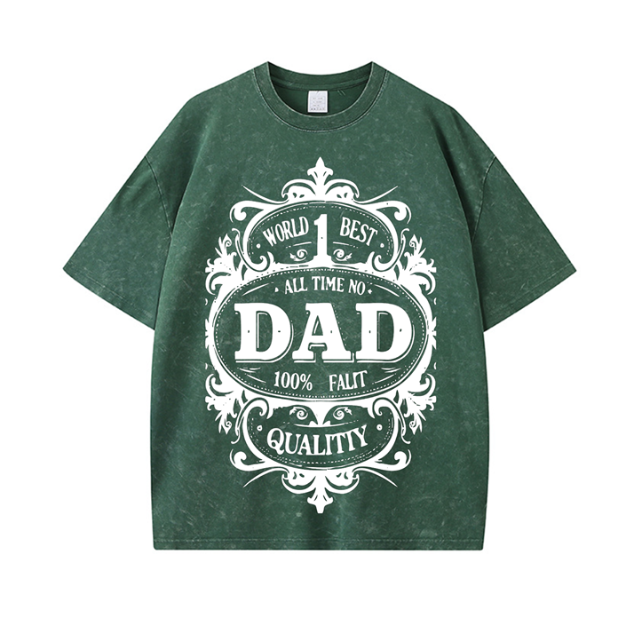 270g World 1 Best Dad Wash Old Cotton T-shirt for Father's Day