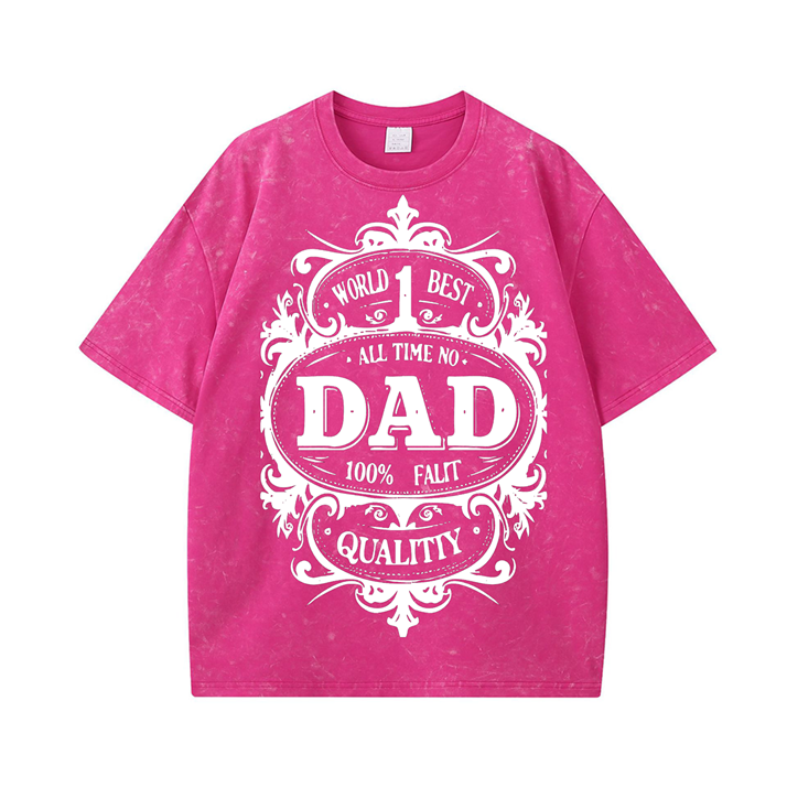 270g World 1 Best Dad Wash Old Cotton T-shirt for Father's Day
