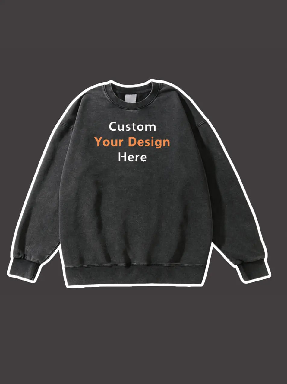 450g Custom Wash Color Basic Cotton Sweatshirt