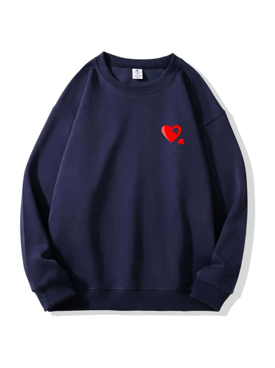 Love Puzzle Heart Print Cotton Sweatshirt for Valentine's Day Emma Bridess