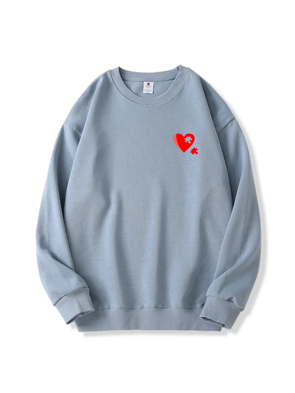 Love Puzzle Heart Print Cotton Sweatshirt for Valentine's Day Emma Bridess