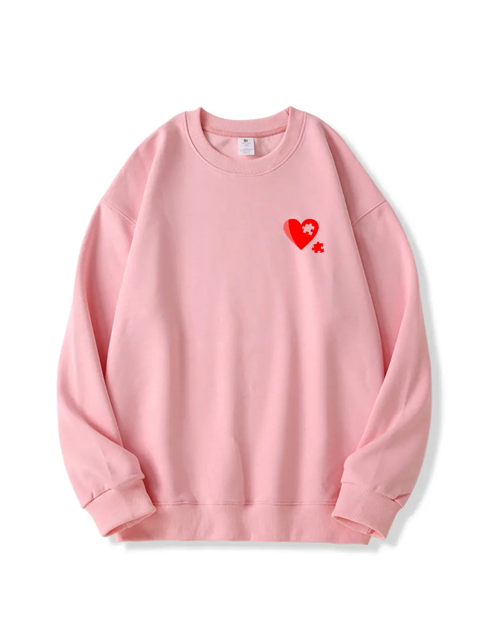 Love Puzzle Heart Print Cotton Sweatshirt for Valentine's Day Emma Bridess