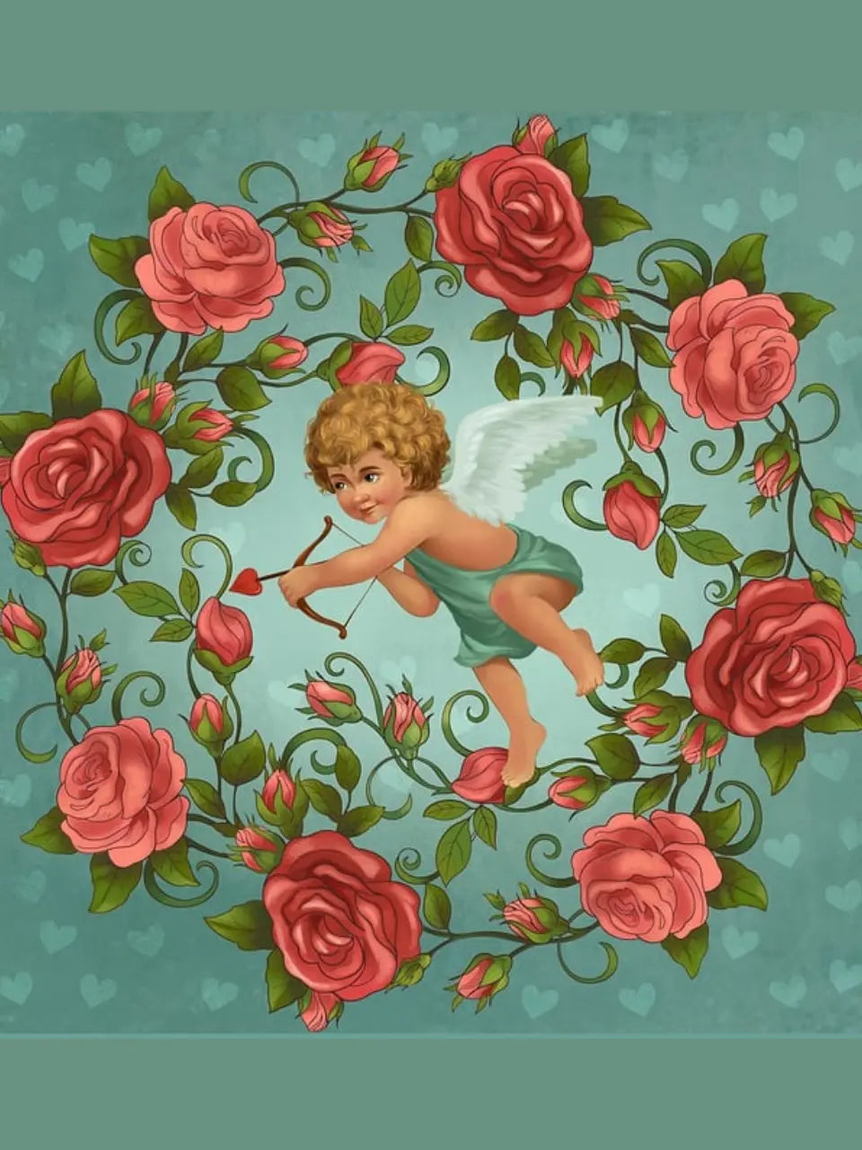 Cupid Red Rose Cotton Sweatshirt for Valentine's Day Emma Bridess