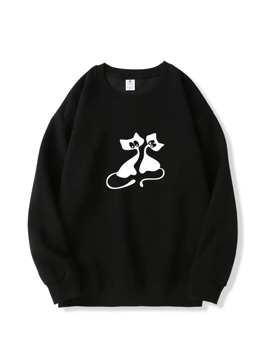 300g Valentine's Day Couple Kitty Love Printed Cotton Sweatshirt Emma Bridess