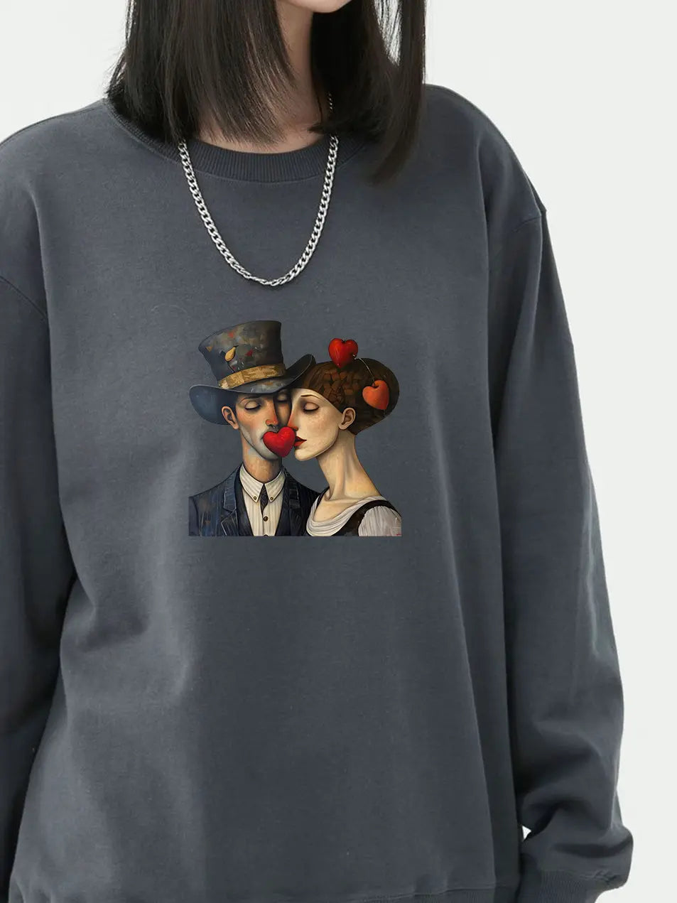 300g Oil Painting Love Printed Cotton Sweatshirt Emma Bridess