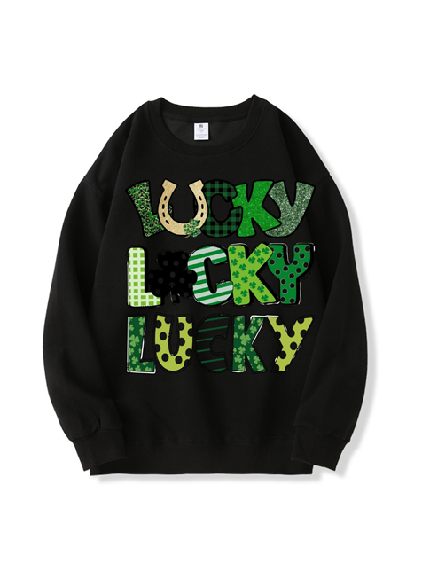 320g Shamrock Dotted Lucky Cotton Sweatshirt for St. Patrick's Day Emma Bridess