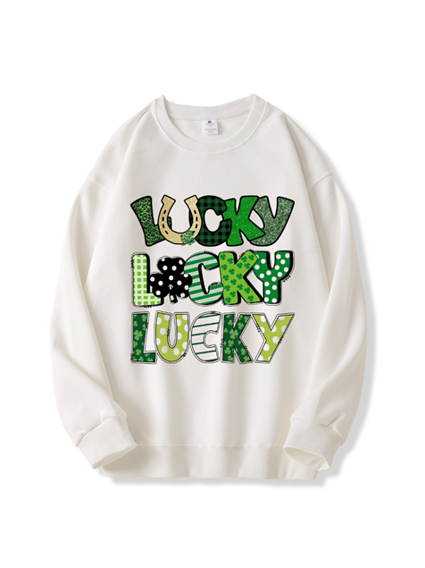 320g Shamrock Dotted Lucky Cotton Sweatshirt for St. Patrick's Day Emma Bridess