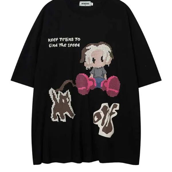 Street Life Men Cartoon Letter Graphic Tee - Emma Bridess