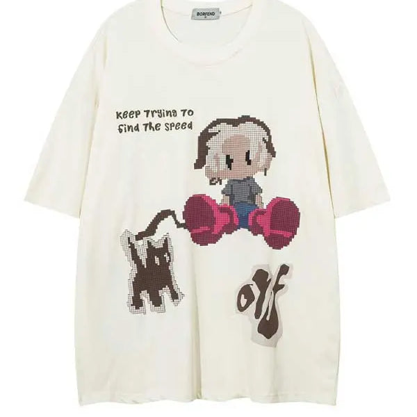 Street Life Men Cartoon Letter Graphic Tee - Emma Bridess