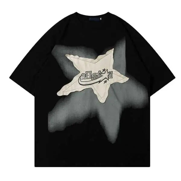 Men's Star Washed Vintage Letter Graphic Tee - Emma Bridess