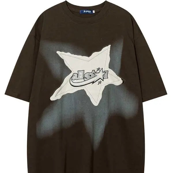 Men's Star Washed Vintage Letter Graphic Tee - Emma Bridess