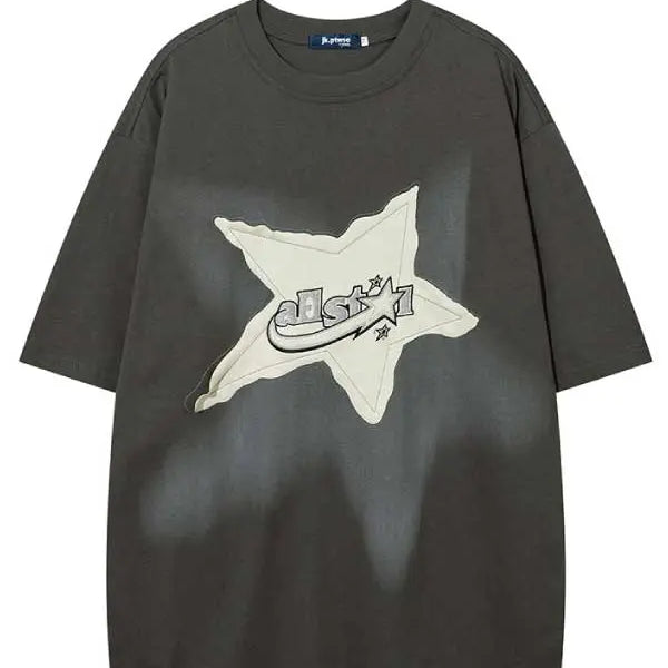 Men's Star Washed Vintage Letter Graphic Tee - Emma Bridess