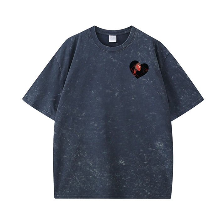 270g Equality Champion Printed Wash Old Cotton T-shirt for Women