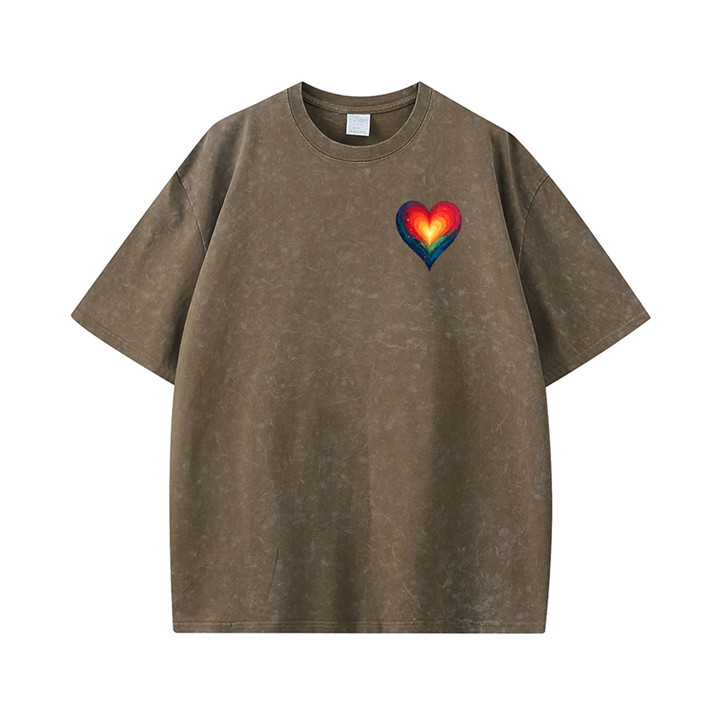 270g Women's Empowerment Printed Wash Old Cotton T-shirt for Women