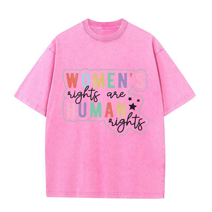 230g Colored Women Human Rights Printed Wash Old Cotton T-shirt for Women