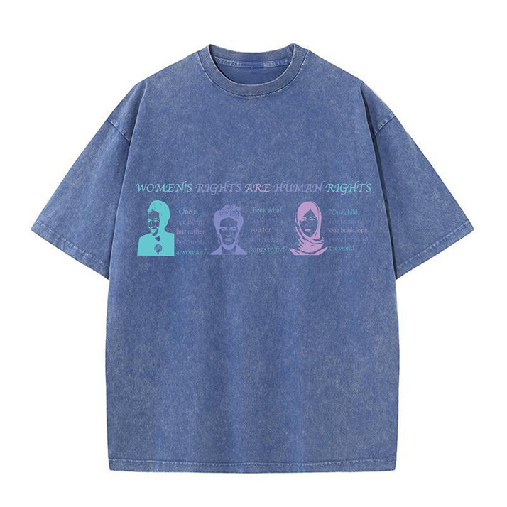 230g Women's Liberation Printed Wash Old Cotton T-shirt for Women