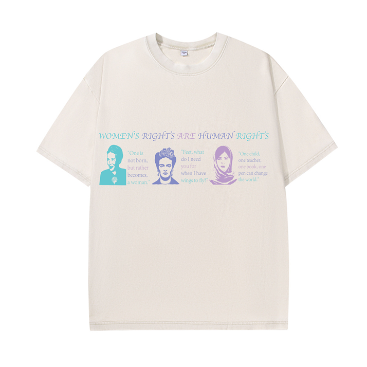 230g Women's Liberation Printed Wash Old Cotton T-shirt for Women