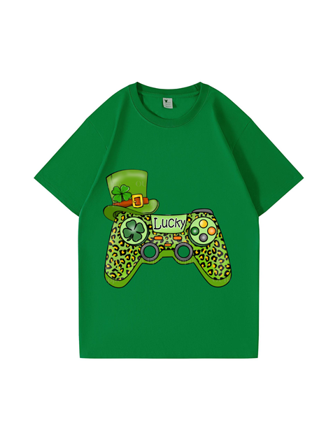 240g Green Saint Patrick Game Printed Cotton T-shirt for St. Patrick's Day Emma Bridess