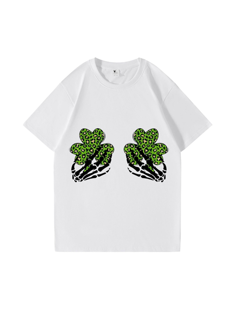 240g Shamrock Printed Cotton T-shirt for St. Patrick's Day Emma Bridess