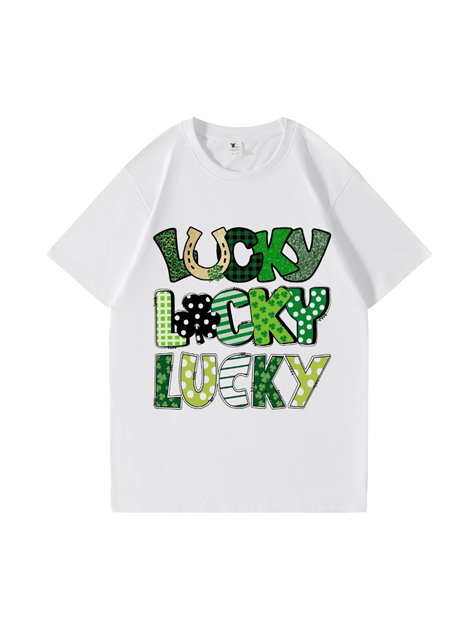 240g Shamrock Dotted Lucky Cotton T-shirt for St. Patrick's Day Emma Bridess