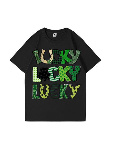 240g Shamrock Dotted Lucky Cotton T-shirt for St. Patrick's Day Emma Bridess