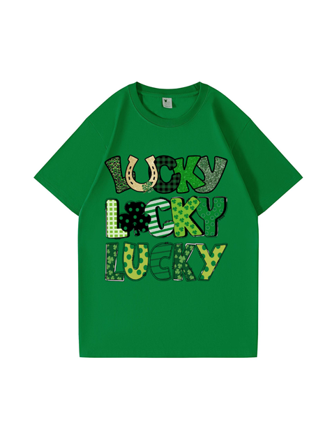 240g Shamrock Dotted Lucky Cotton T-shirt for St. Patrick's Day Emma Bridess