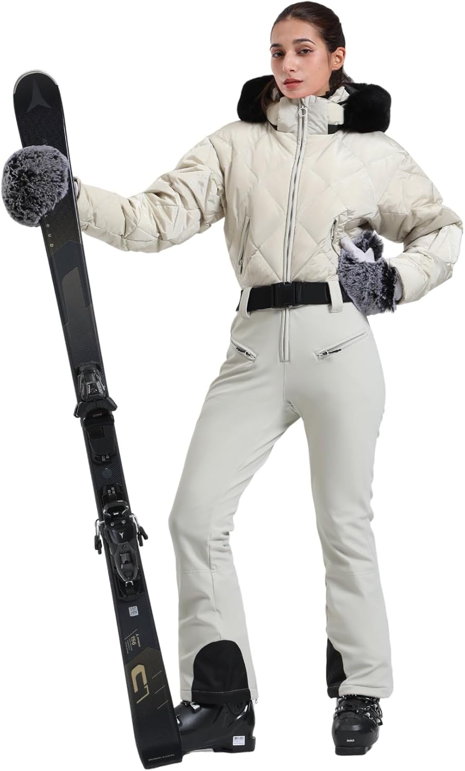 Womens Ski Suits Down One Piece Snowsuit Waterproof Snowboard Jumpsuits